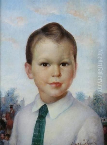 Portrait Of A Boy Oil Painting by Simkha Simkhovitch