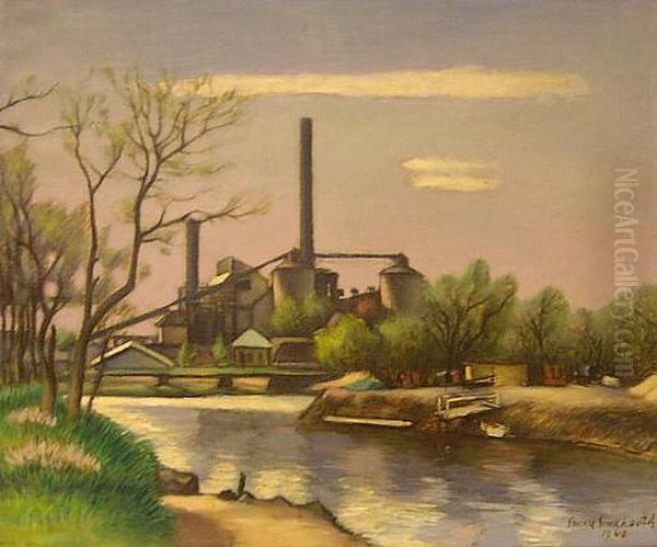 Cos Cob Power House Oil Painting by Simkha Simkhovitch