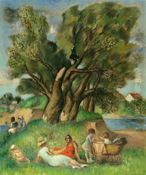 A Picnic Oil Painting by Simkha Simkhovitch