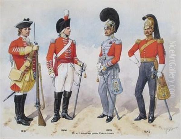 6th Inniskilling Dragoons From1751-1845 Oil Painting by Richard Simkin