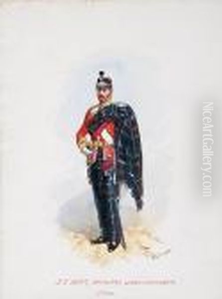 74th Highlanders Oil Painting by Richard Simkin