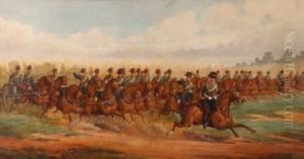 Royal Horseartillery On Manoeuvre Oil Painting by Richard Simkin