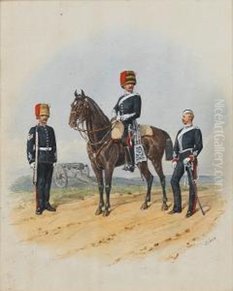 Officers Of The Royal Artillery Oil Painting by Richard Simkin