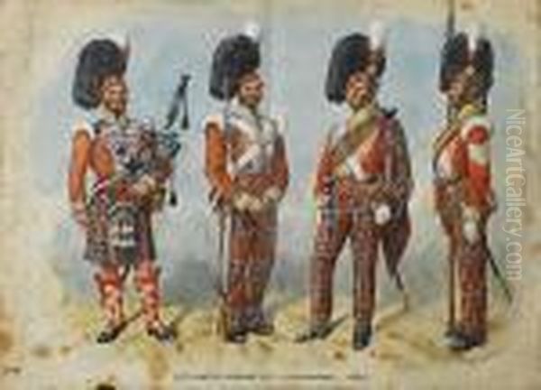 72nd Duke Of Albanys Own 
Highlanders Within An Album Of Prints And Photographs Of Soldiers Oil Painting by Richard Simkin