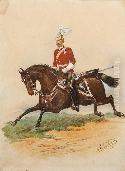 An Officer Of The 4th Royal Irish Dragoon Guards Oil Painting by Richard Simkin