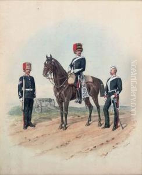 Officers Of The Royal Artillery Oil Painting by Richard Simkin