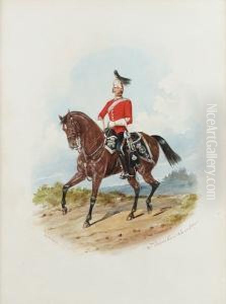 An Officer In The 2nd Dragoon Guards, 'the Queens Bays'. Oil Painting by Richard Simkin