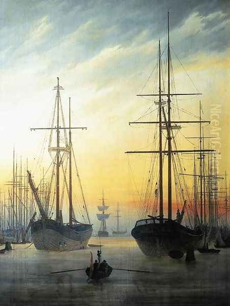 View of a Harbour 1815-16 Oil Painting by Caspar David Friedrich