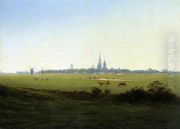 Meadows near Greifswald c. 1822 Oil Painting by Caspar David Friedrich