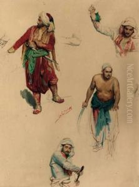 Studies Of Turkish Figures Oil Painting by Franz Xaver Simm