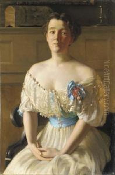 Contemplation (portrait Of Mrs. Fisher) Oil Painting by Edward Emerson Simmons