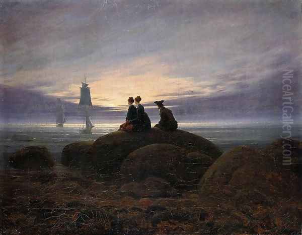 Moonrise by the Sea c. 1822 Oil Painting by Caspar David Friedrich