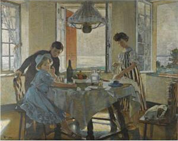 Le Petit Dejeuner Oil Painting by Lucien Simon