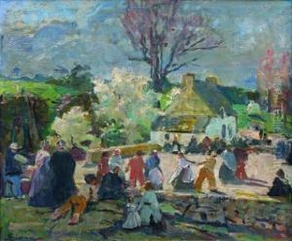 Fete Bretonne Oil Painting by Lucien Simon