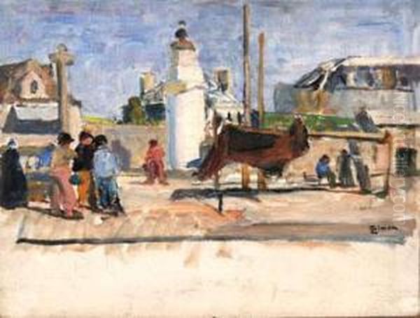 Marins Sur Le Quai A Concarneau Oil Painting by Lucien Simon