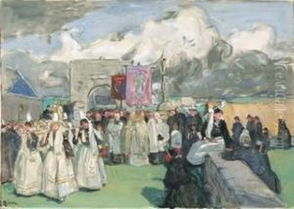 Procession Au Pays Bigouden Oil Painting by Lucien Simon