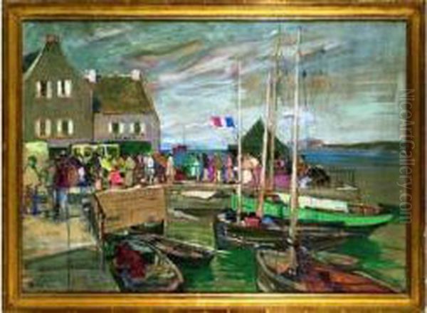 Embarcadere En Bretagne Oil Painting by Lucien Simon