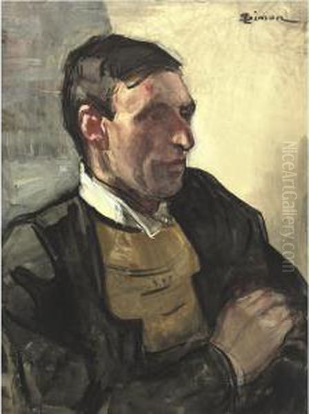 A Breton Peasant Oil Painting by Lucien Simon