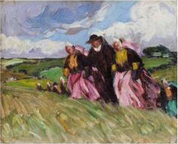 Bretons Aux Costumes De Fete Oil Painting by Lucien Simon