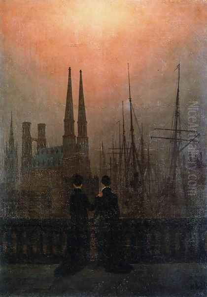 The Sisters on the Balcony c. 1820 Oil Painting by Caspar David Friedrich