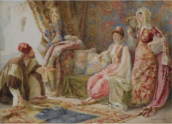 The Carpet Seller Oil Painting by Amedeo Momo Simonetti