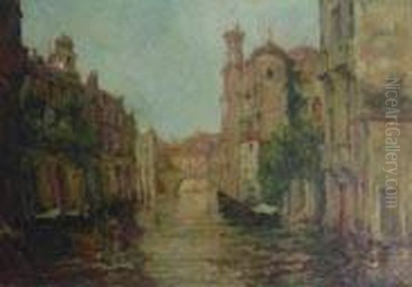 Canale Di Venezia Oil Painting by Amedeo Momo Simonetti