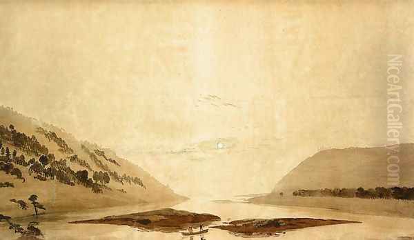 Mountainous River Landscape (Day Version) 1830-35 Oil Painting by Caspar David Friedrich