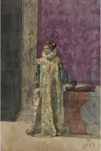 Dama In Costume Oil Painting by Ettore Simonetti