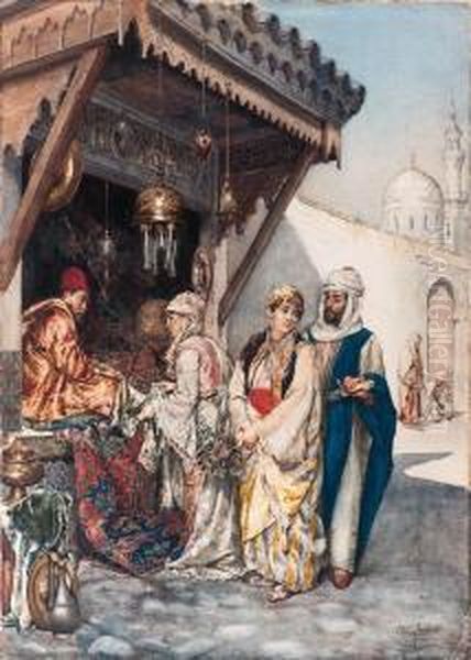 The Silk Merchant Oil Painting by Ettore Simonetti