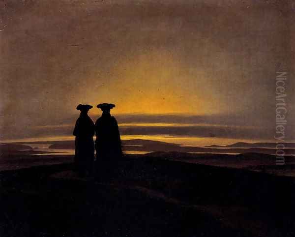 Sunset (Brothers) Oil Painting by Caspar David Friedrich