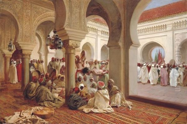 In The Coutyard Of A Mosque Oil Painting by Gustavo Simoni