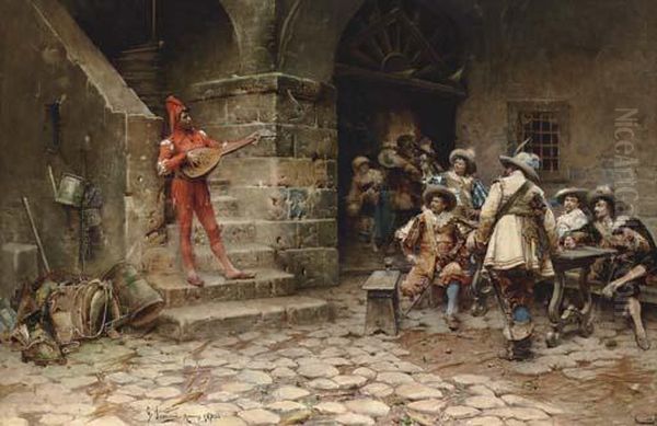 The Minstrel's Story Oil Painting by Gustavo Simoni