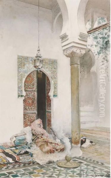 A Woman Of The Harem, Tlemcen, Algeria Oil Painting by Gustavo Simoni