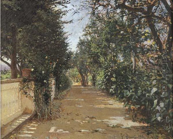 Grottaferrata, Viale A Villa Pizzi Oil Painting by Gustavo Simoni