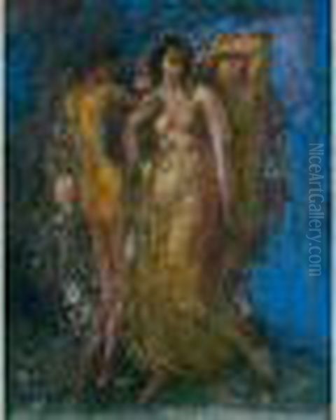 Les Trois Graces Oil Painting by Michel Simonidy