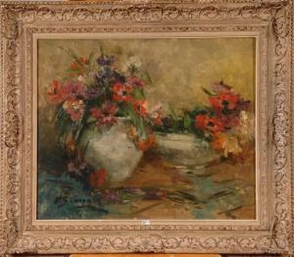 Nature Morte Aux Anemones Oil Painting by Victor Simonin