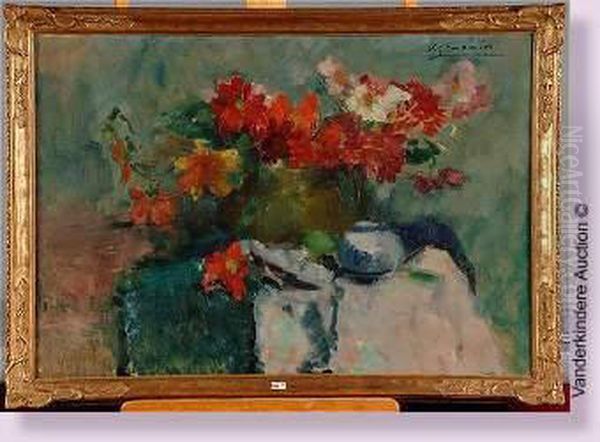 Nature Morte Aux Fleurs Oil Painting by Victor Simonin