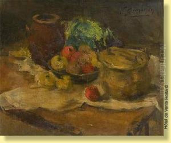 Nature Morte Aux Fruits Et Legumes Oil Painting by Victor Simonin