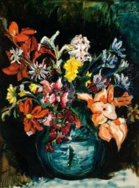 Flowers In A Pot Oil Painting by Victor Simonin