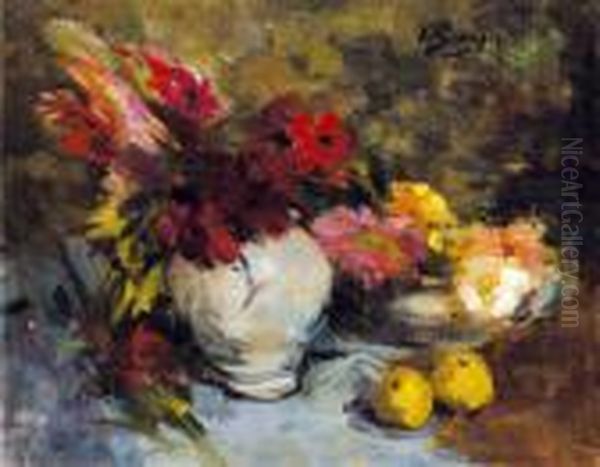 Flower Still Life Oil Painting by Victor Simonin