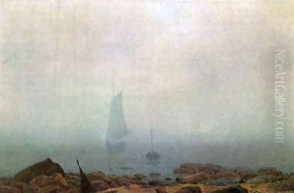 Sea beach in the fog Oil Painting by Caspar David Friedrich