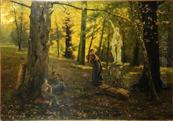 Mere Et Enfant Dans Le Parc Oil Painting by Jan Frans Simons