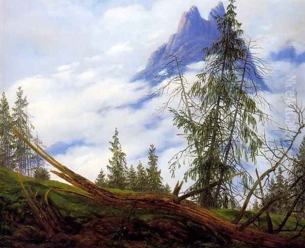 Mountain Peak with Drifting Clouds Oil Painting by Caspar David Friedrich