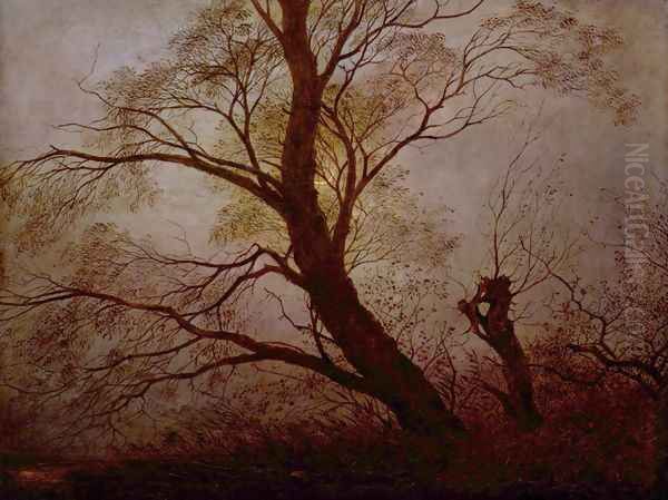 Trees in the moonlight Oil Painting by Caspar David Friedrich