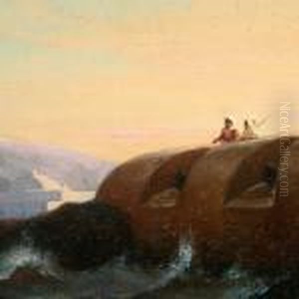 Battery With Arabskeeping A Lookout Oil Painting by Niels Simonsen