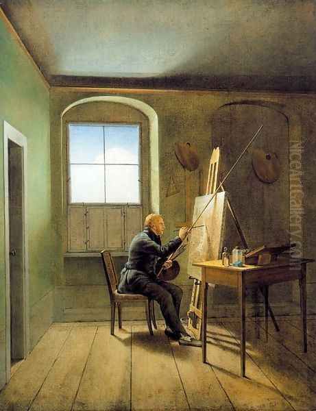 Georg Friedrich Kersting. Friedrich's Studio Oil Painting by Caspar David Friedrich