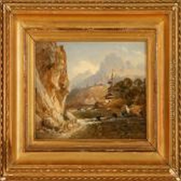 Landscape Fromsouthern Europe Oil Painting by Niels Simonsen