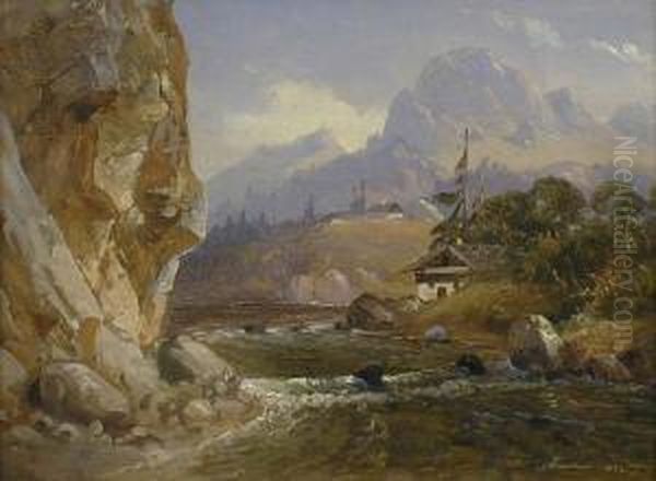 Vue Du Tyrol Oil Painting by Niels Simonsen