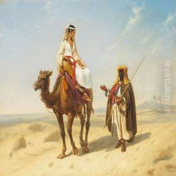 Young Woman On Camelback Oil Painting by Niels Simonsen