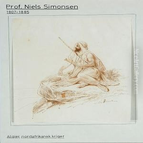 Two Drawings Oil Painting by Niels Simonsen